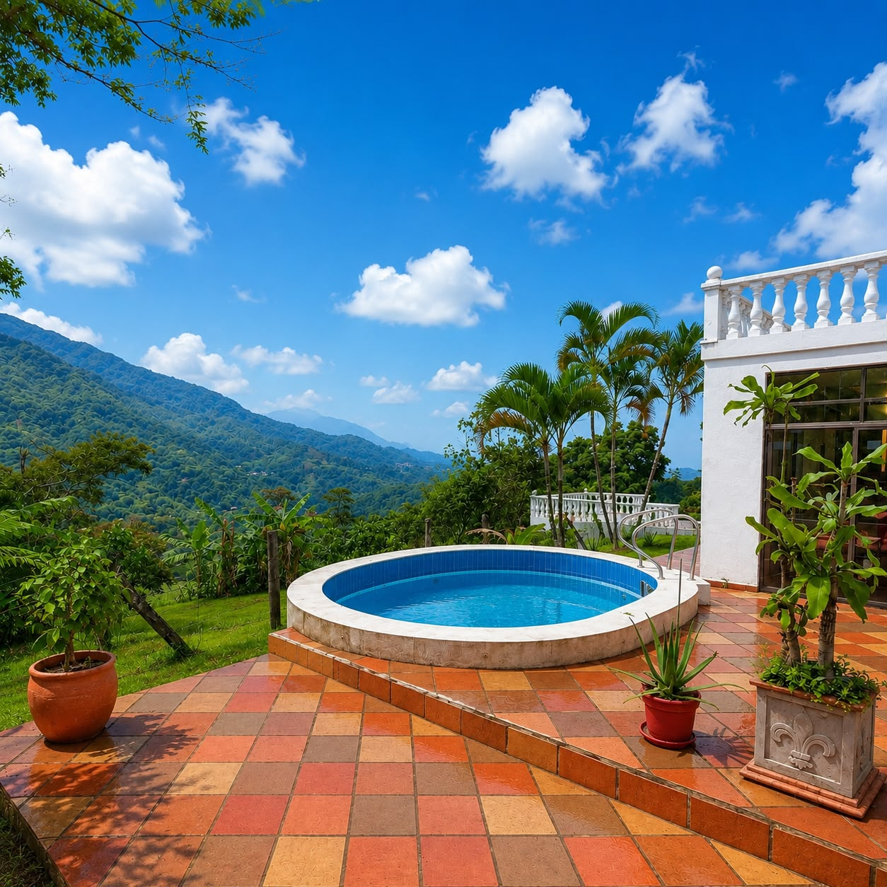Piscina con vista panorámica a las montañas